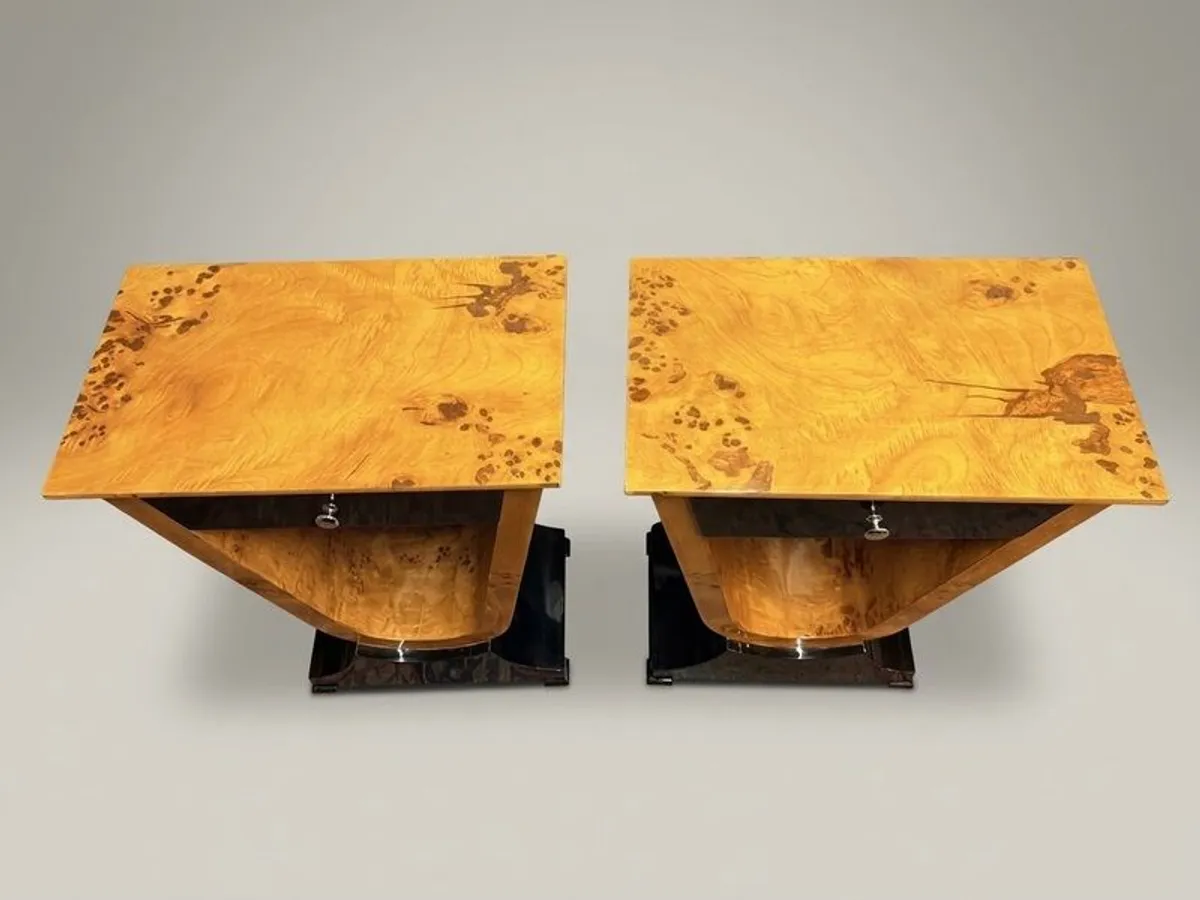 Pair of Architectural Art Deco Style Bedside Lockers / Nightstands - Image 2