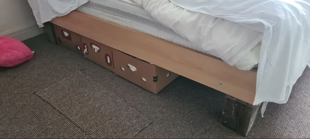 Low Platform Beech wood Double Bed and mattress , - Image 3