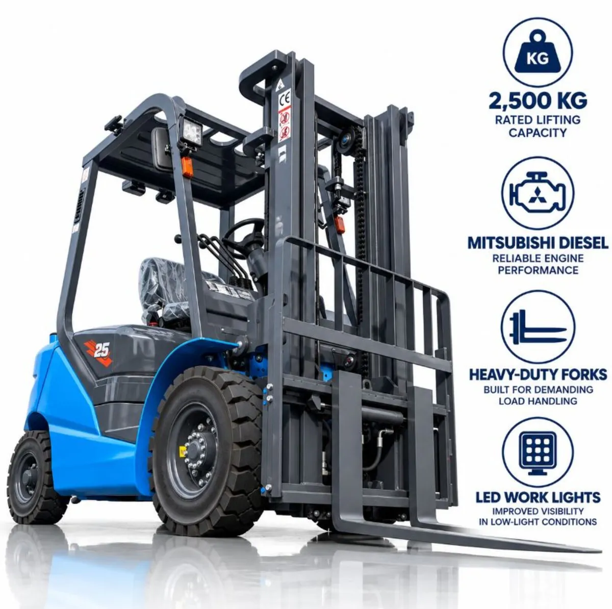 Lonking LG25DT 2.5 Ton Diesel Forklift – 3 m 2-Sta - Image 4