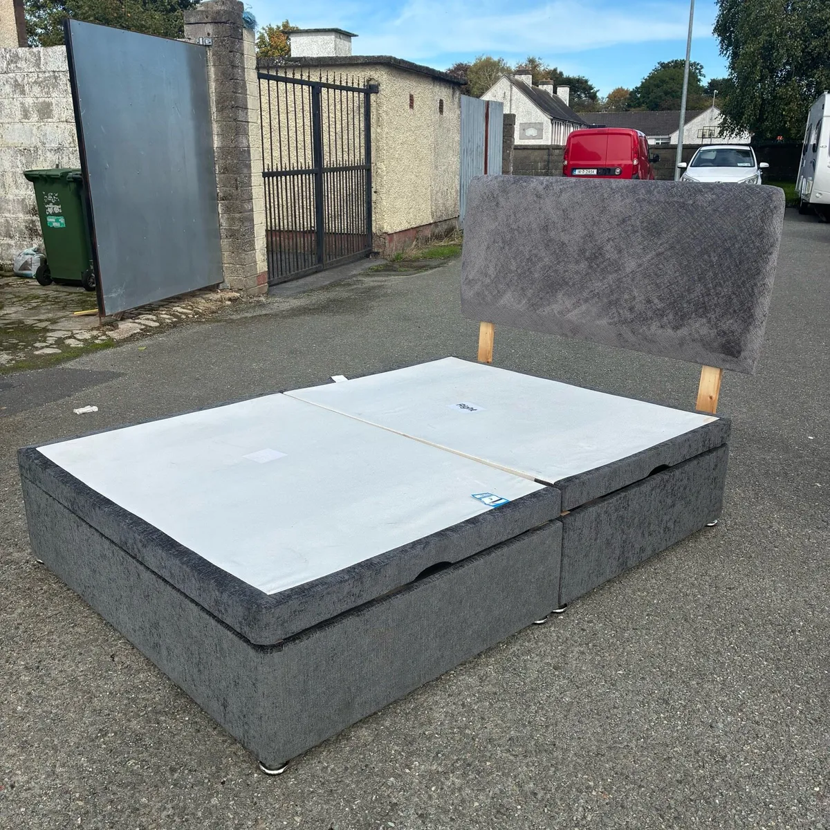 Grey Double Ottoman Bed - Base & Headboard - Image 3
