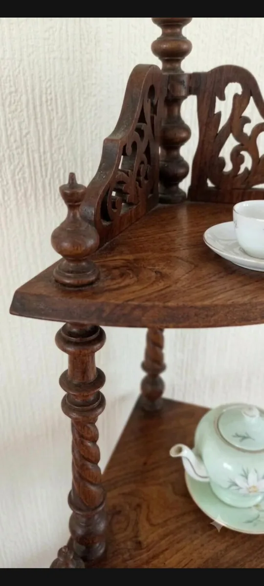 Antique Walnut Corner Whatnot - Image 3