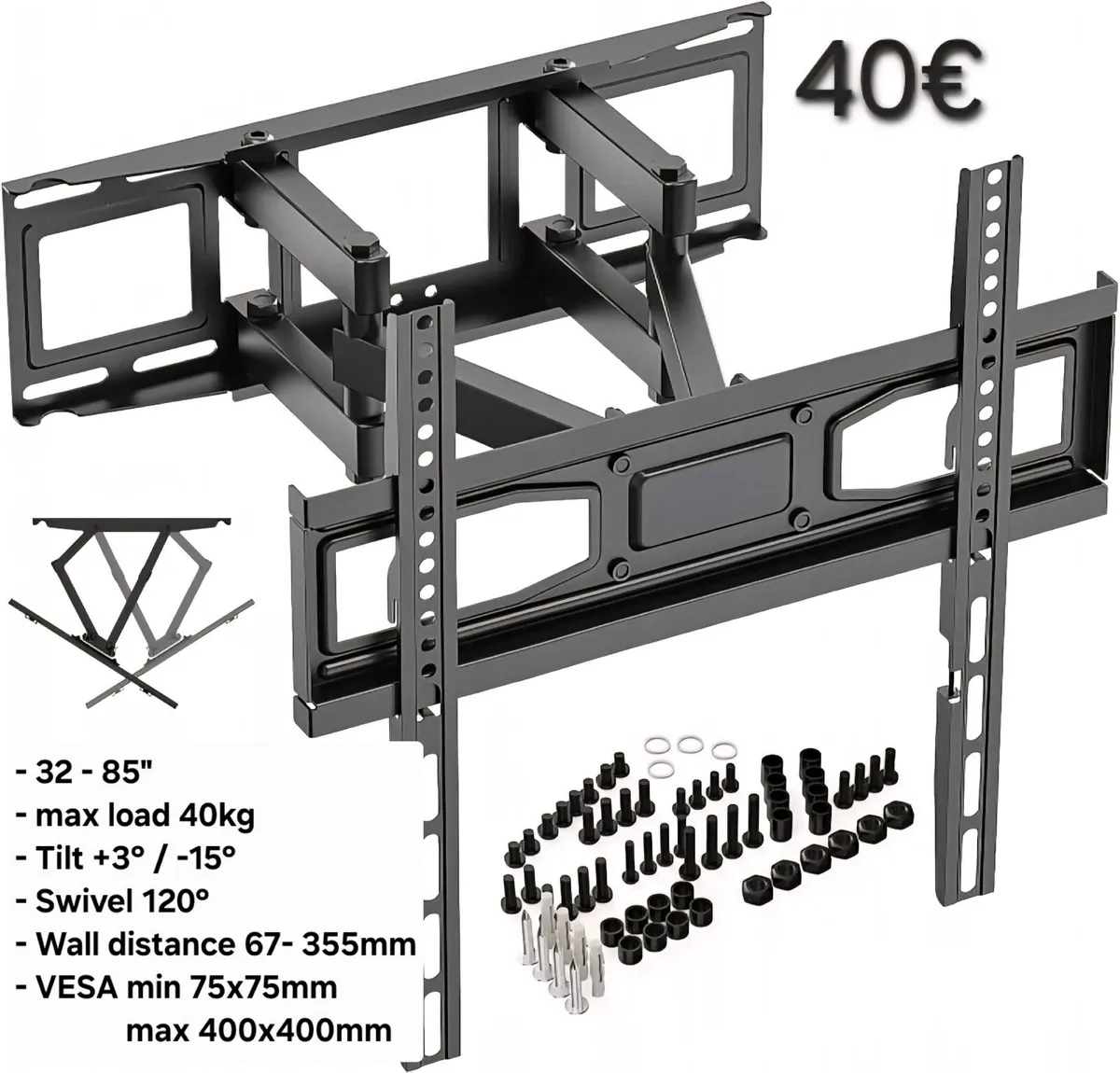 Tv Wall Mount Bracket Swivel Full Motion 32-85" - Image 1