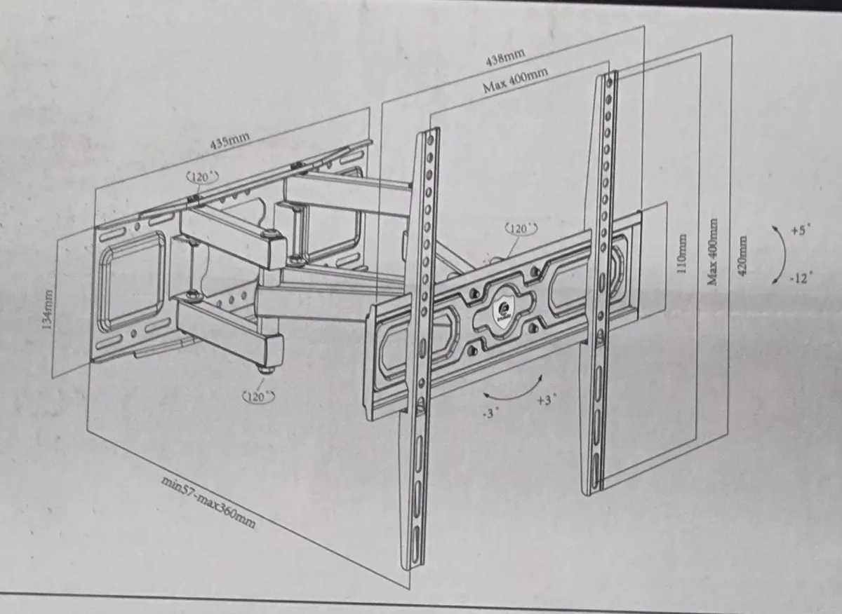 Tv Wall Mount Bracket Tilt  Full Motion 35"-65" - Image 3