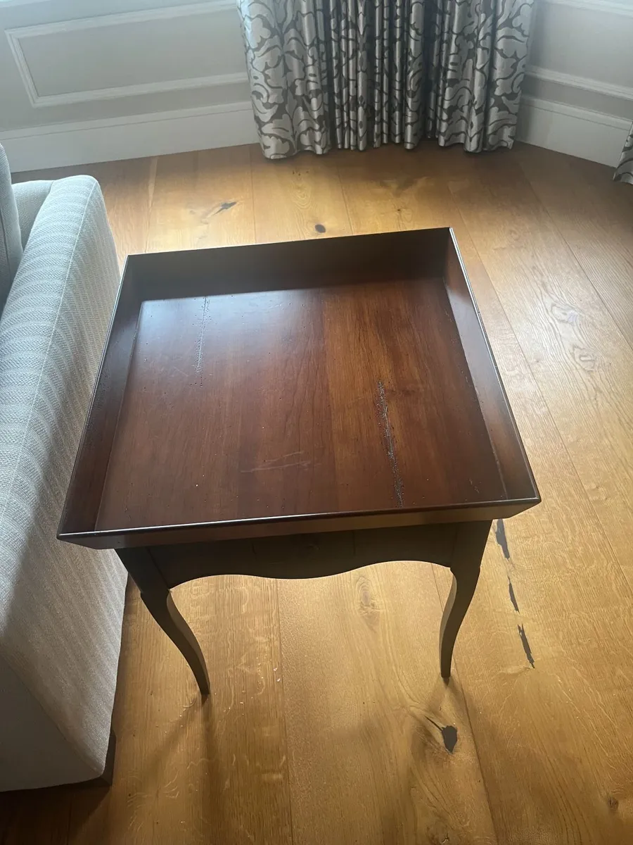 Antique Rosewood Library Table & Walnut Side Table - Image 4