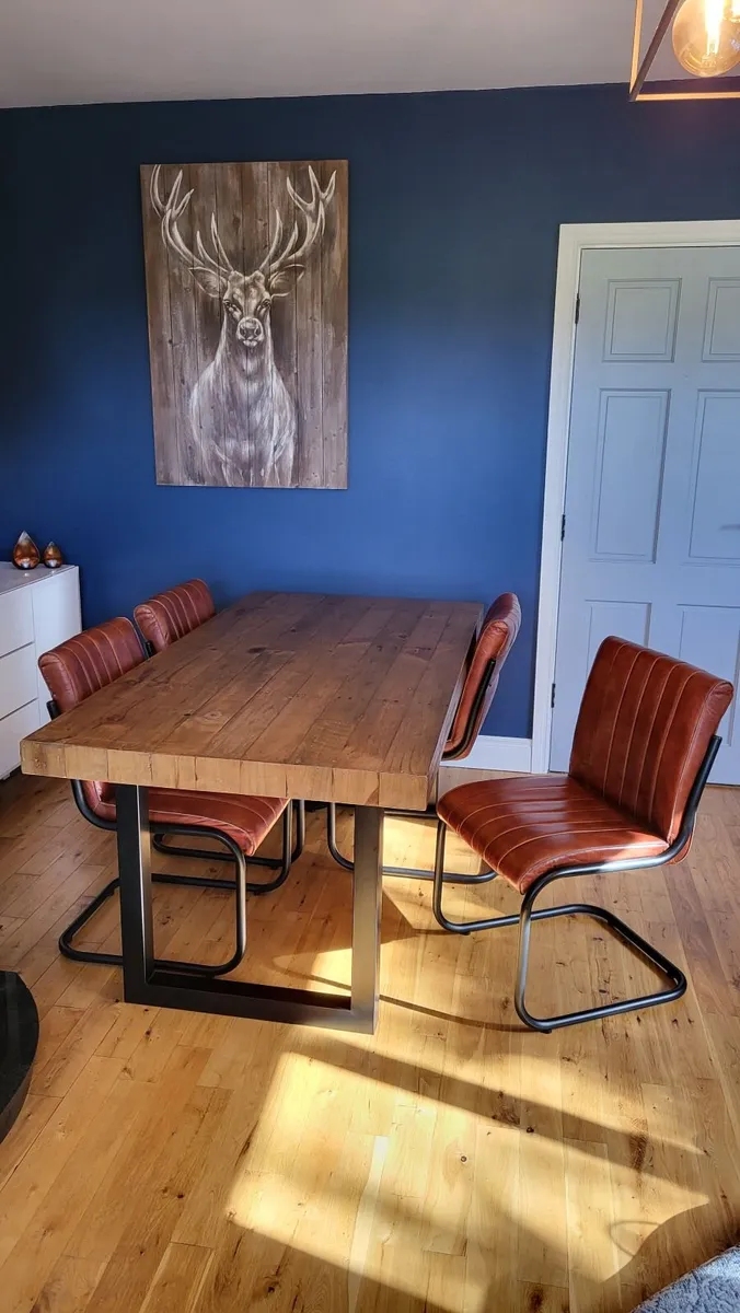 Dining Table and 4 Real Leather Chairs - Image 4