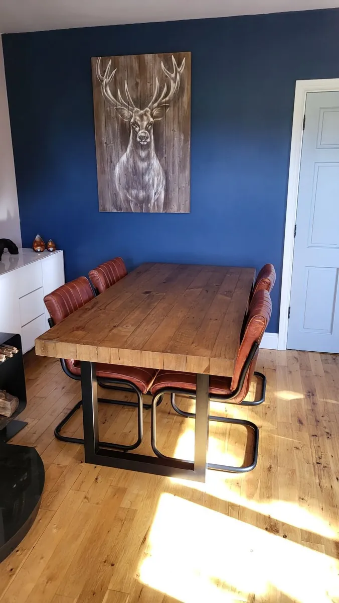 Dining Table and 4 Real Leather Chairs - Image 1