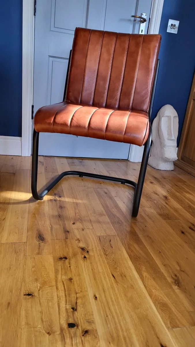 Dining Table and 4 Real Leather Chairs - Image 2