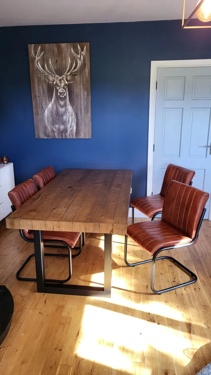 Dining Table and 4 Real Leather Chairs - Image 3