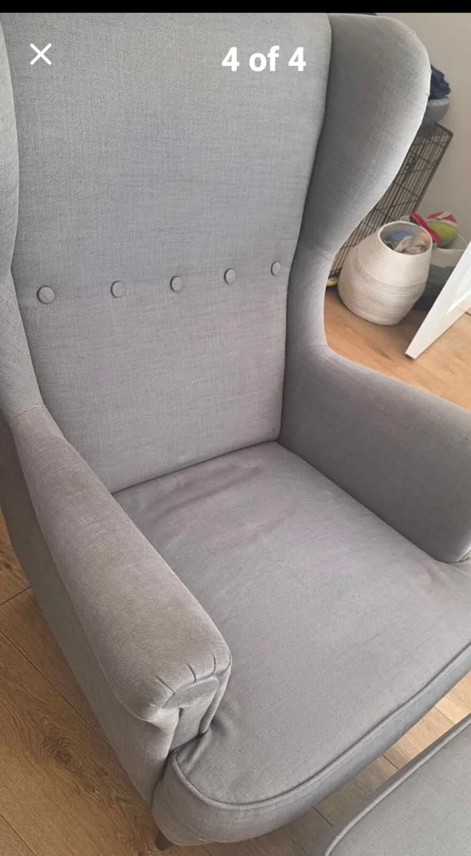 Strandmon Wingback Chair and footstool , - Image 1