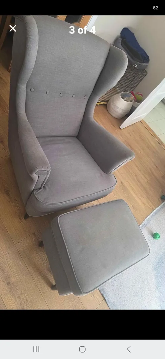 Strandmon Wingback Chair and footstool , - Image 3