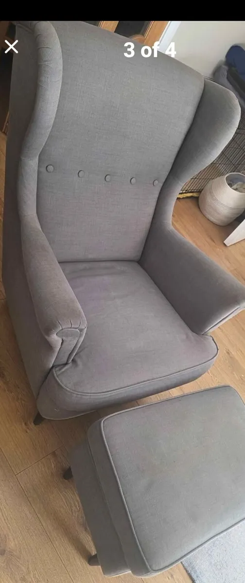 Strandmon Wingback Chair and footstool , - Image 4
