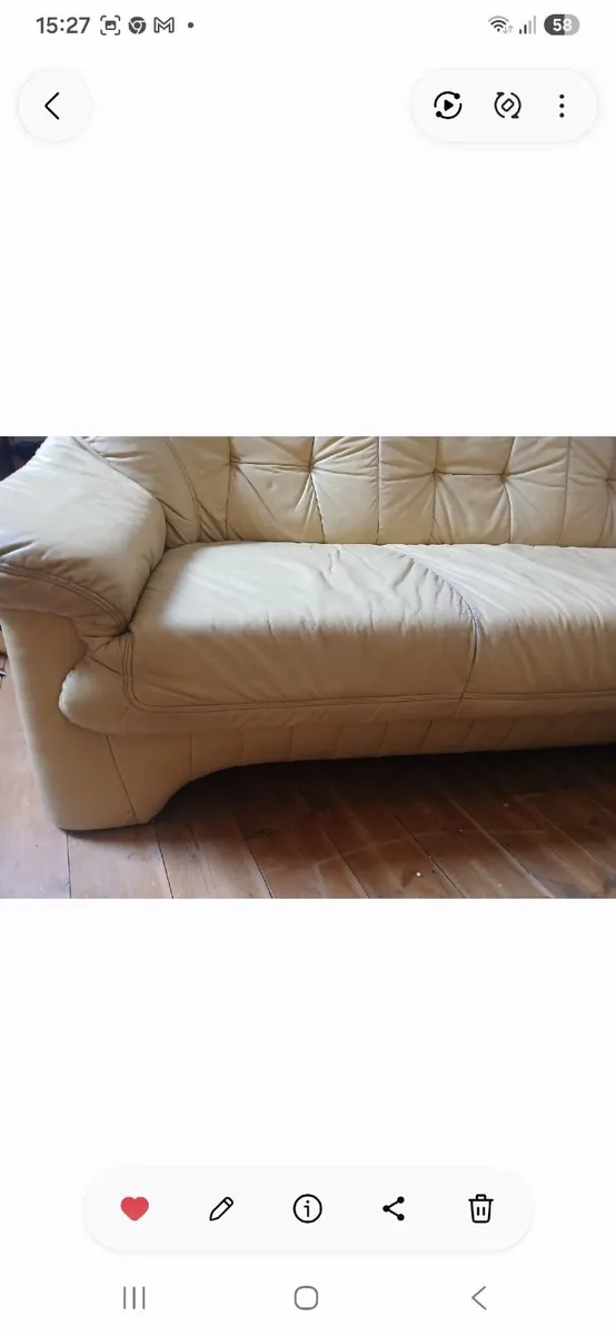 Vintage Italian genuine leather sofa 3 + 2 seater - Image 4
