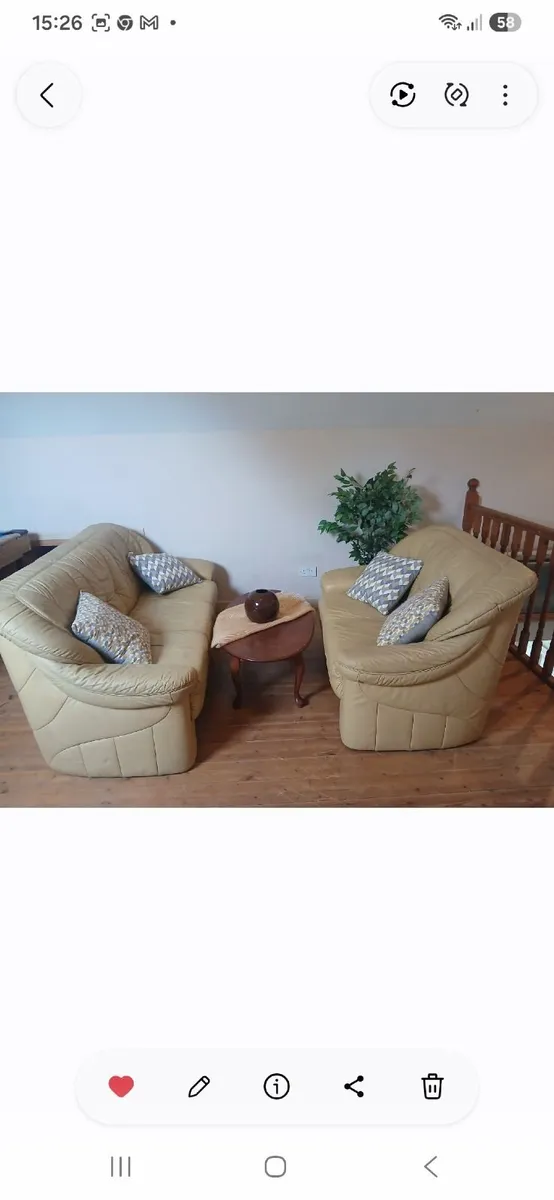 Vintage Italian genuine leather sofa 3 + 2 seater - Image 2