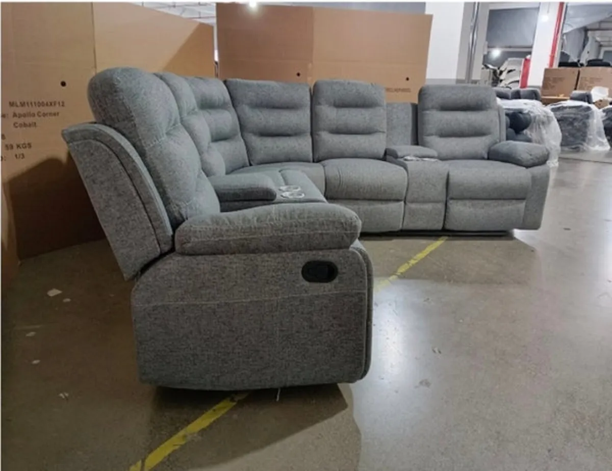 Apollo Corner Dark-Light Grey Fabric Recliner Sofa - Image 3