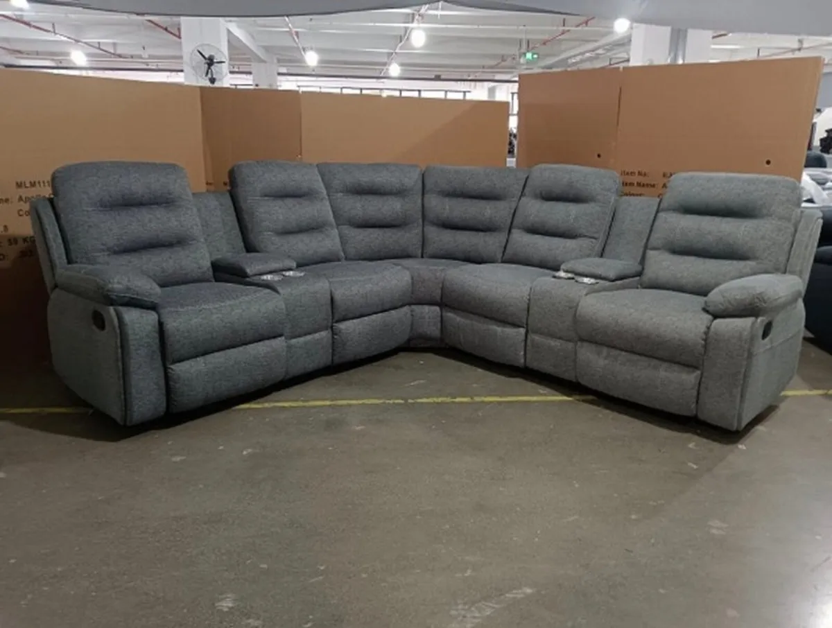 Apollo Corner Dark-Light Grey Fabric Recliner Sofa - Image 2