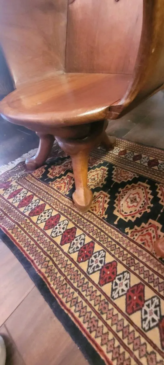 carved wooden swivel armchairs.125 each. - Image 4