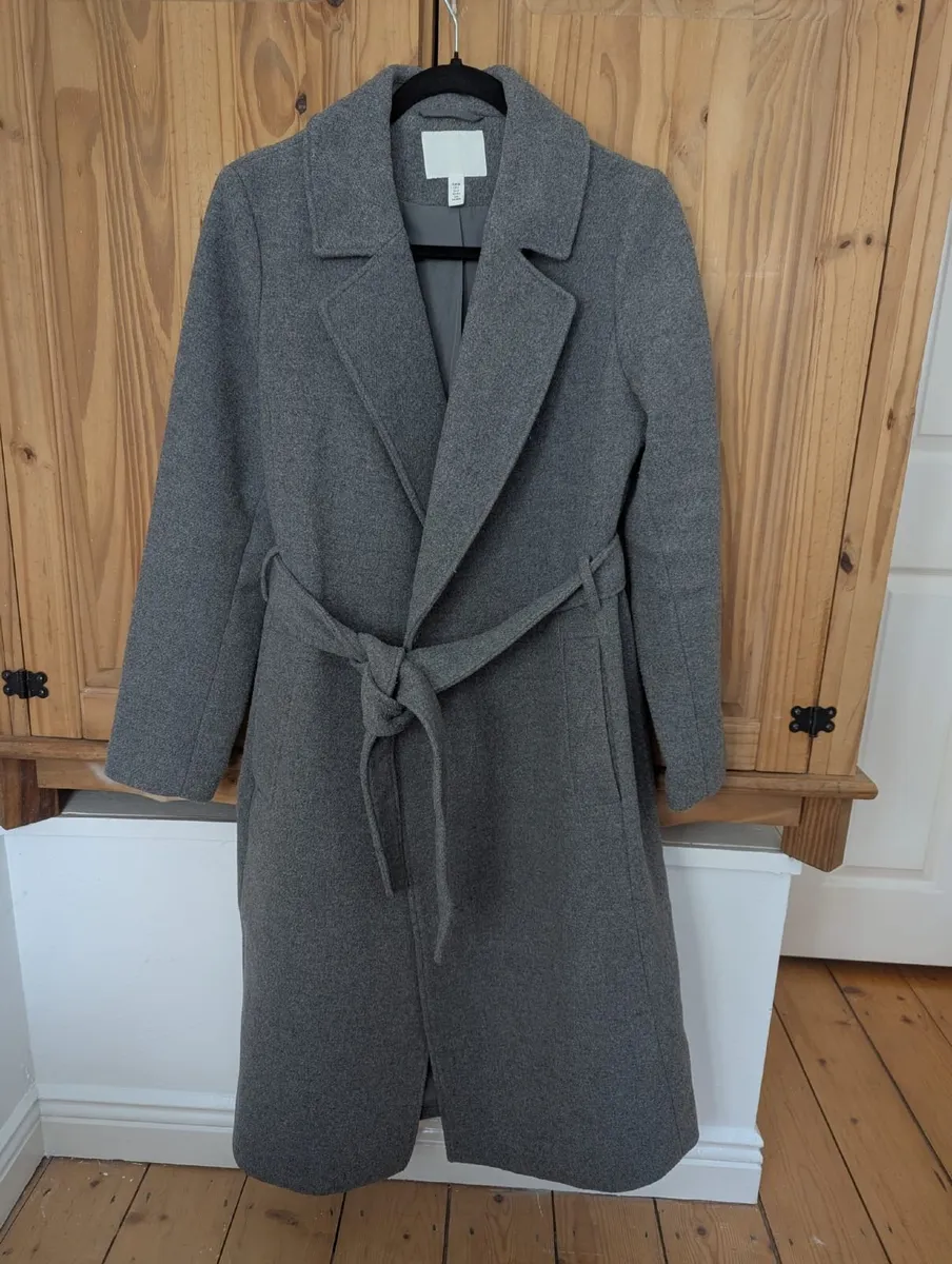 Grey Tie Belt Coat
