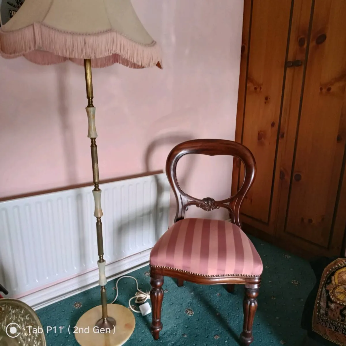 Vintage Standard ( Floor) Lamp with shade + chair - Image 1