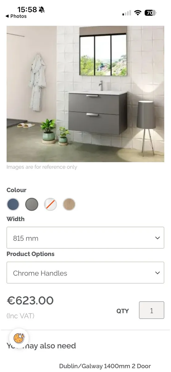Coycama Dublin 80cm Wall Hung Vanity Unit - Image 3