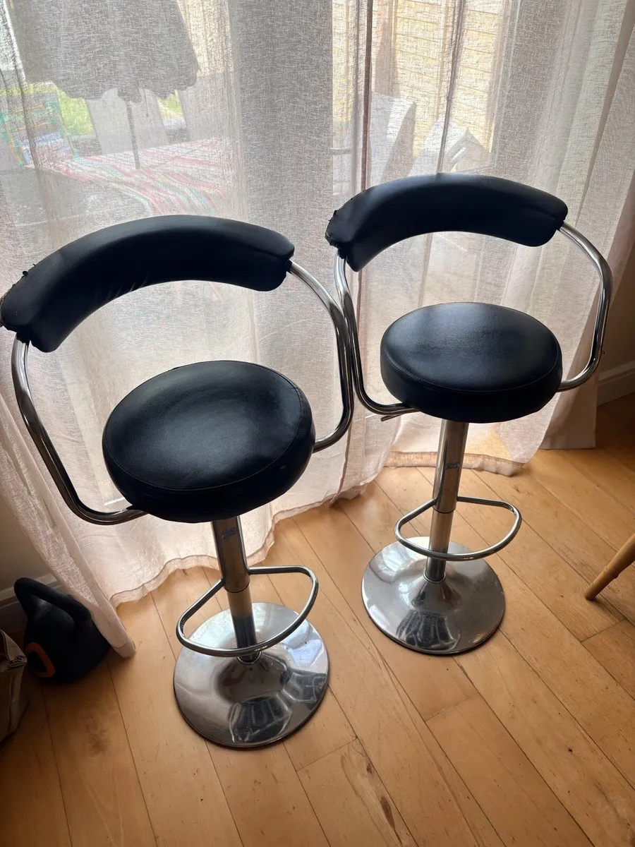 2 x faux leather adjustable bar stools - Image 1