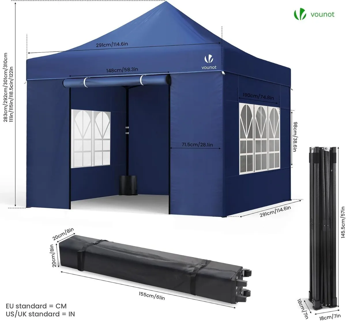 Gazebo 3x3M Outdoor Party Tent Steel Frame - Image 1