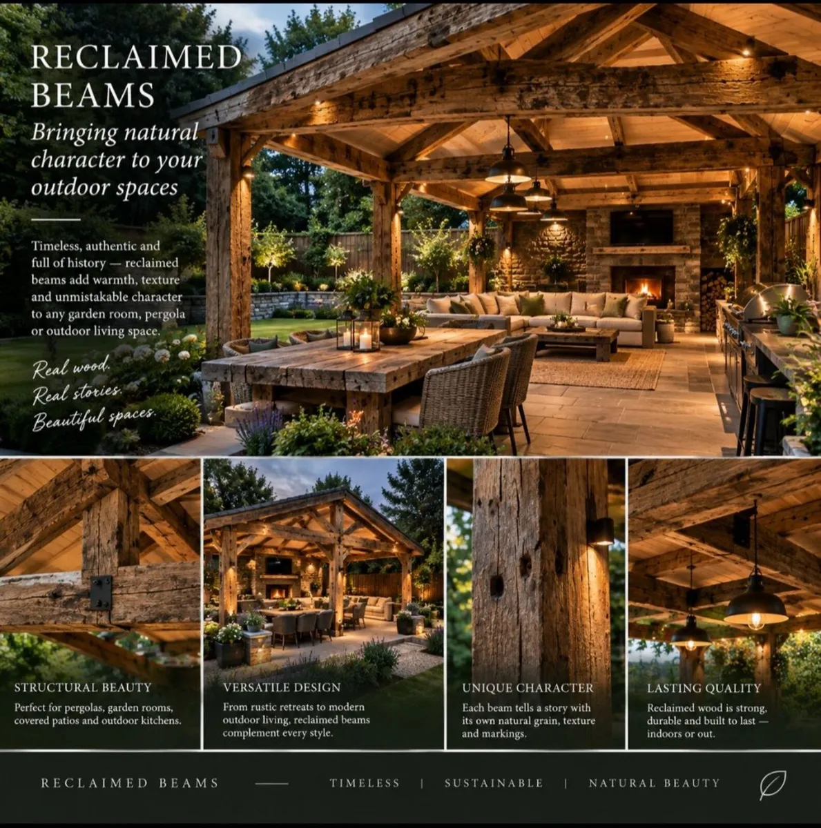 🌳 RECLAIMED BEAMS — MAKE A STATEMENT Bring authen - Image 2