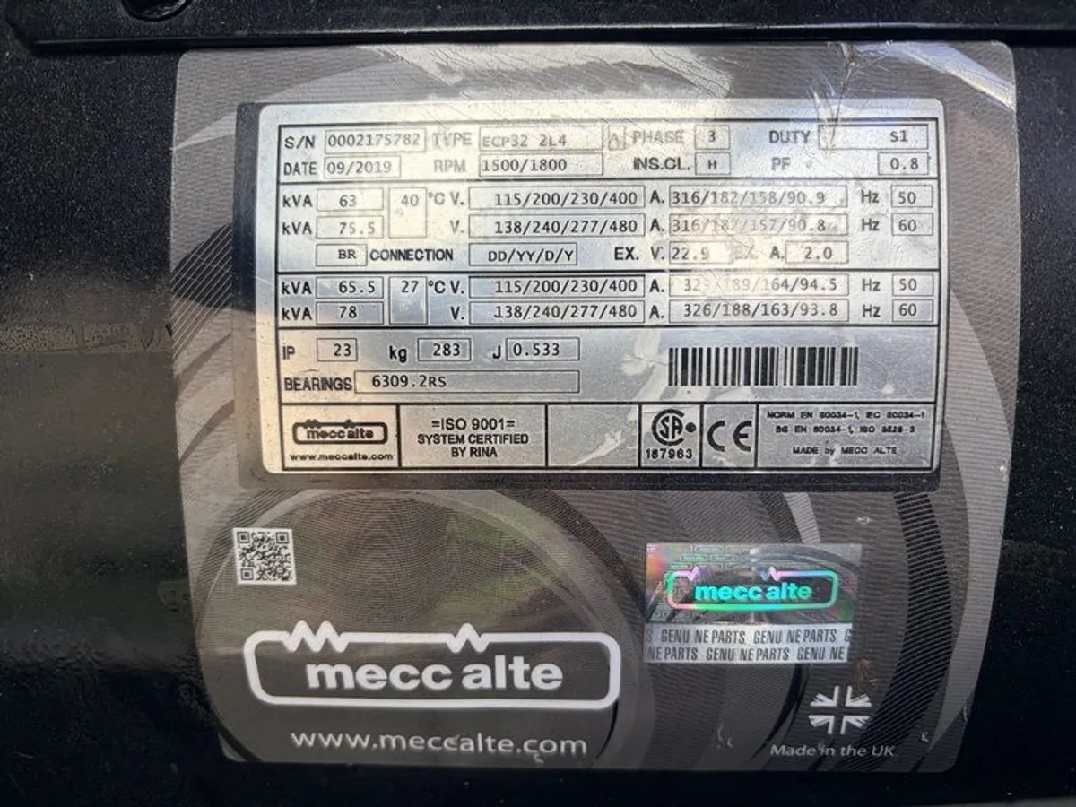 65 KVA Perkins meccalte Generator - Image 2