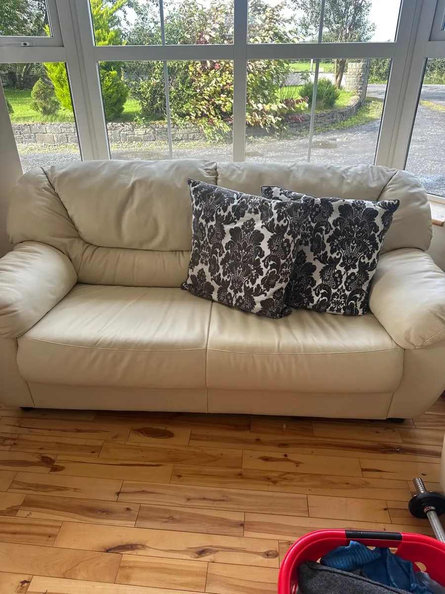 White real leather 3 seater x 2