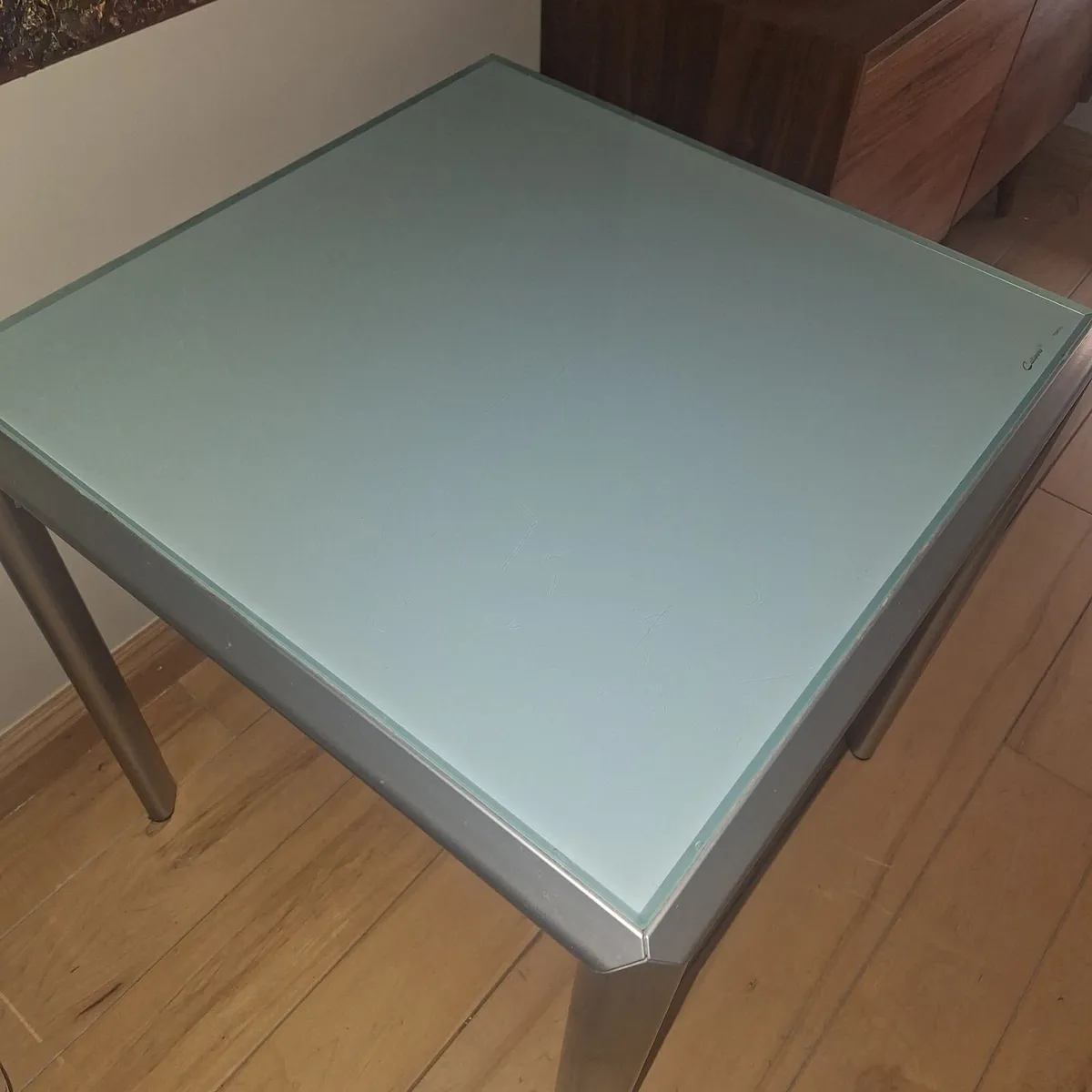 Calligaris Square Glass & Metal Dining Table - Image 4