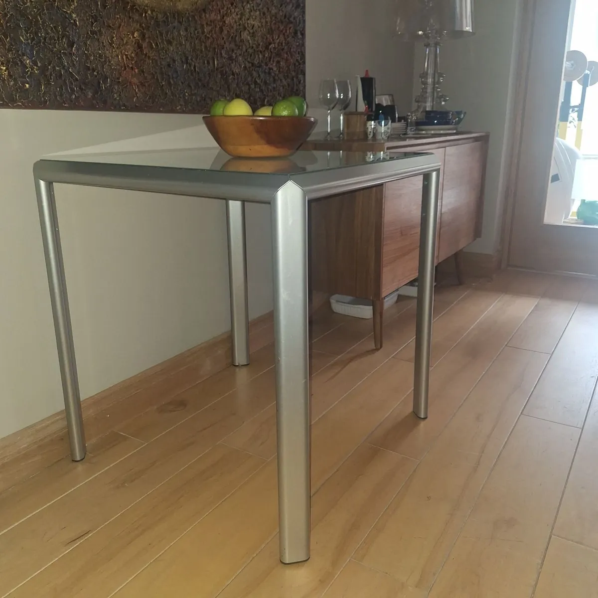 Calligaris Square Glass & Metal Dining Table - Image 2