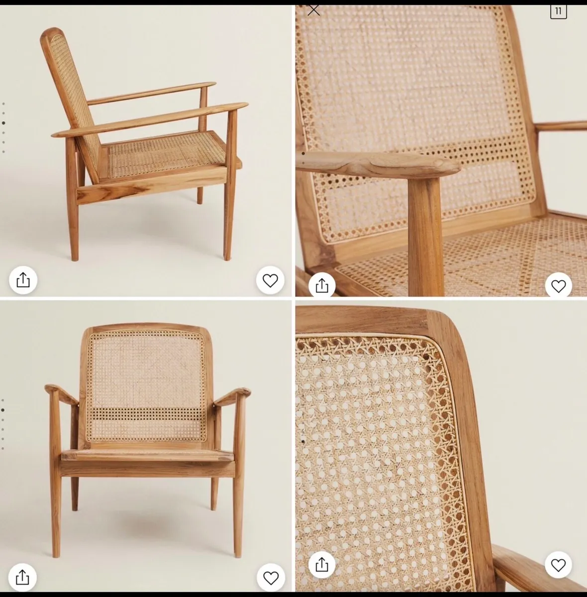 Zara home teak and rattan armchair - Image 1