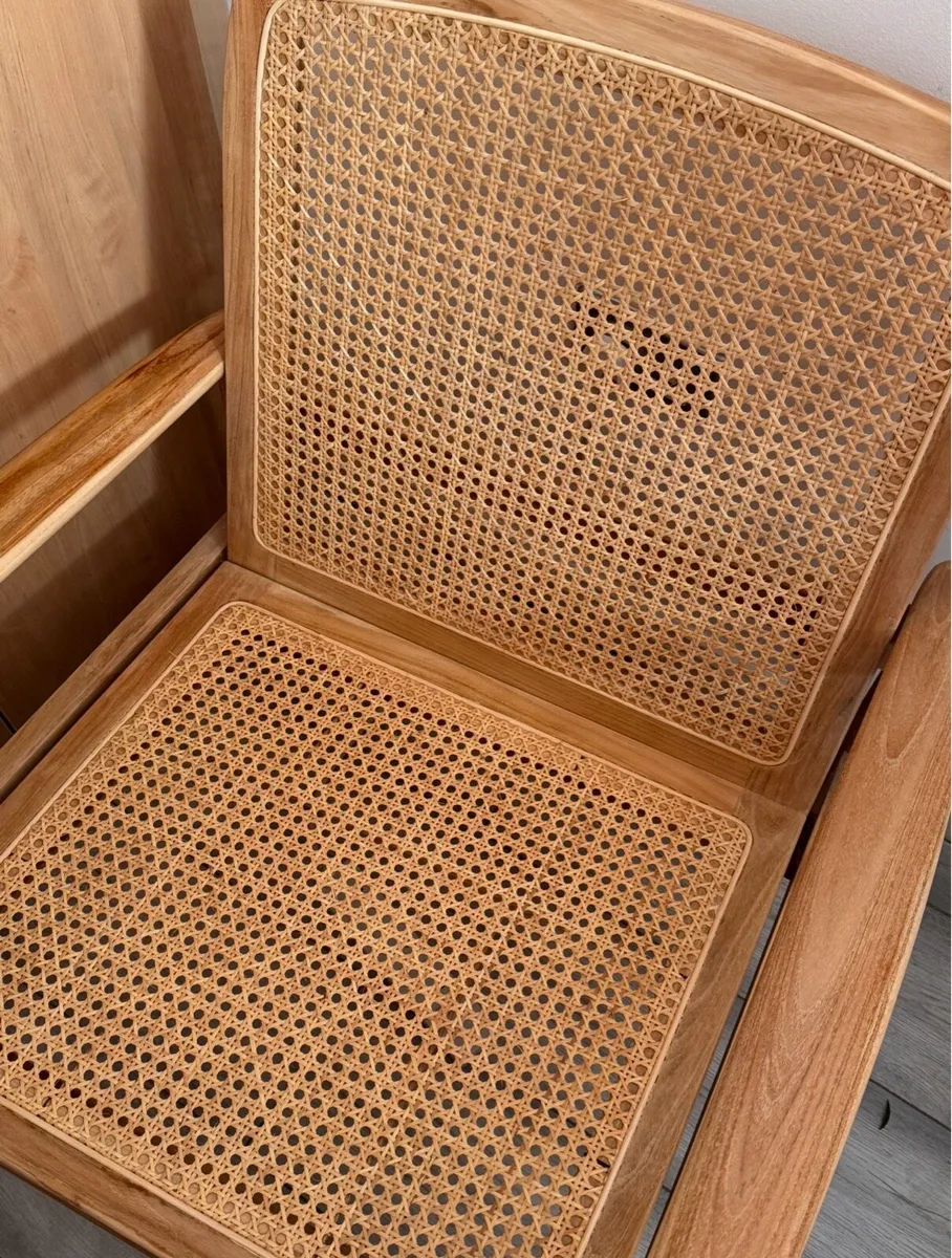 Zara home teak and rattan armchair - Image 4