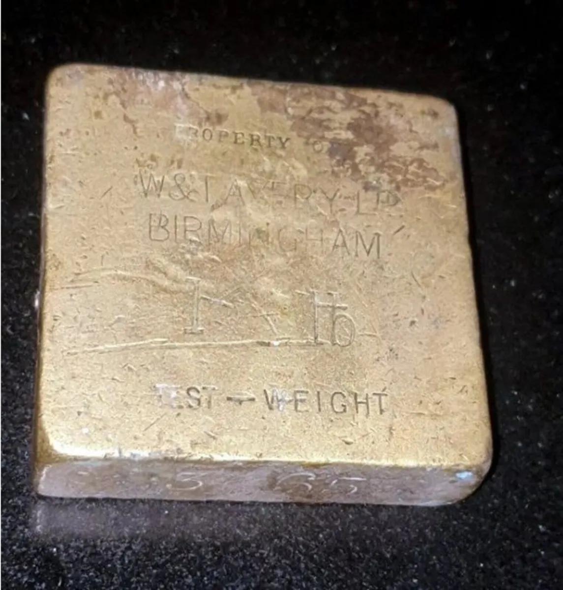 Antique W&T Avery 1lb Brass Scale Test Weight - Image 3