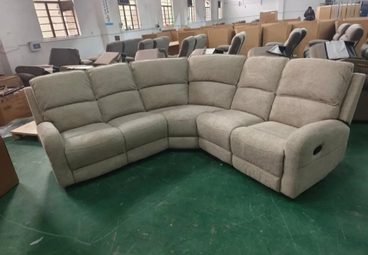 Paris Beige & Grey Fabric Corner Recliner Sofa - Image 2