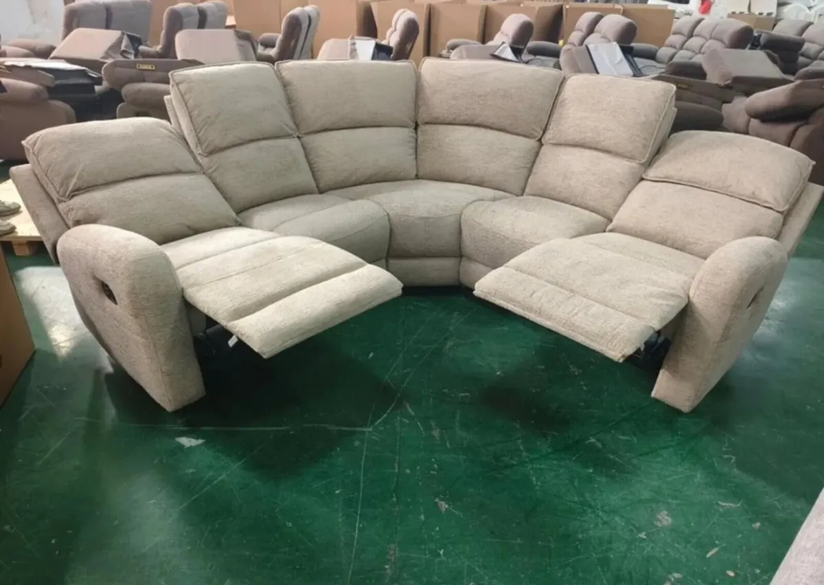 Paris Beige & Grey Fabric Corner Recliner Sofa - Image 3