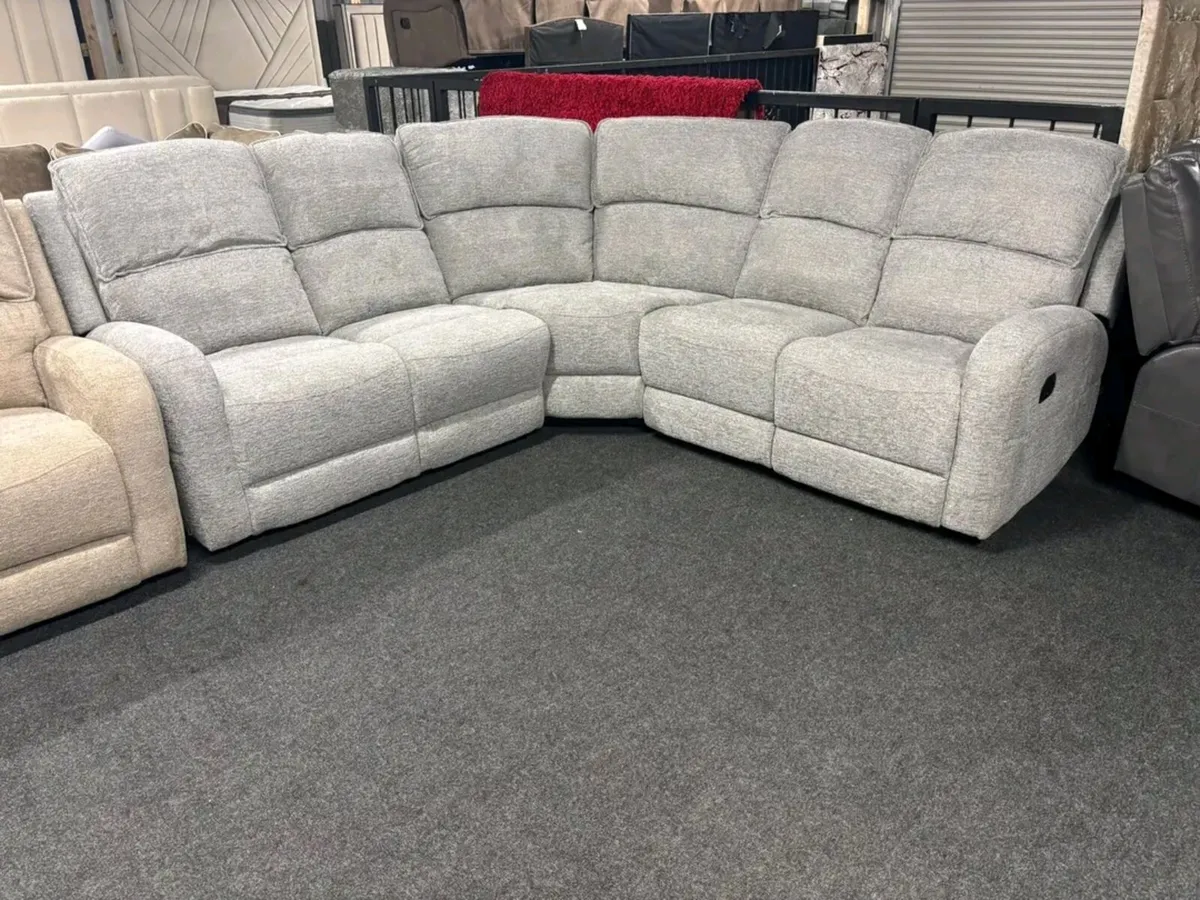Paris Beige & Grey Fabric Corner Recliner Sofa - Image 4