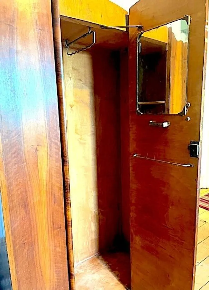 Vintage mid-century art deco wooden wardrobe - Image 3