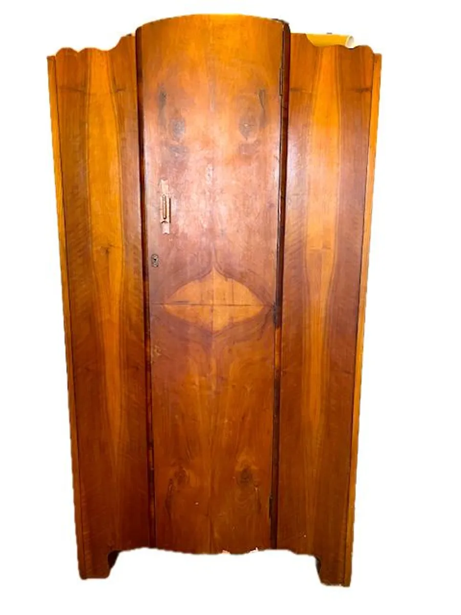 Vintage mid-century art deco wooden wardrobe - Image 1