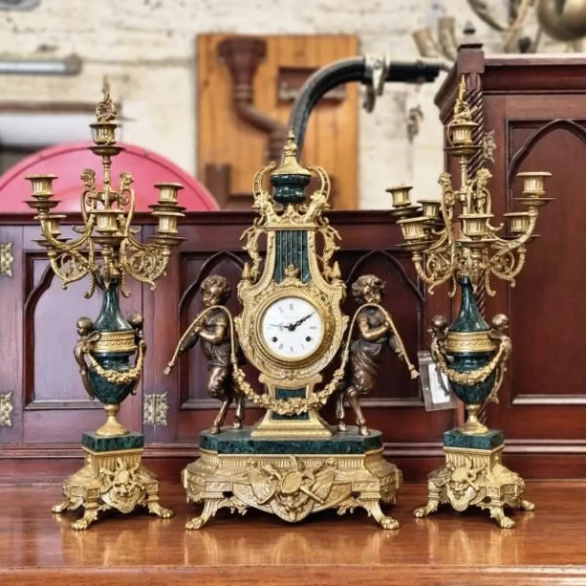Three Piece Clock & Candelabra Set KAS1370 - Image 2