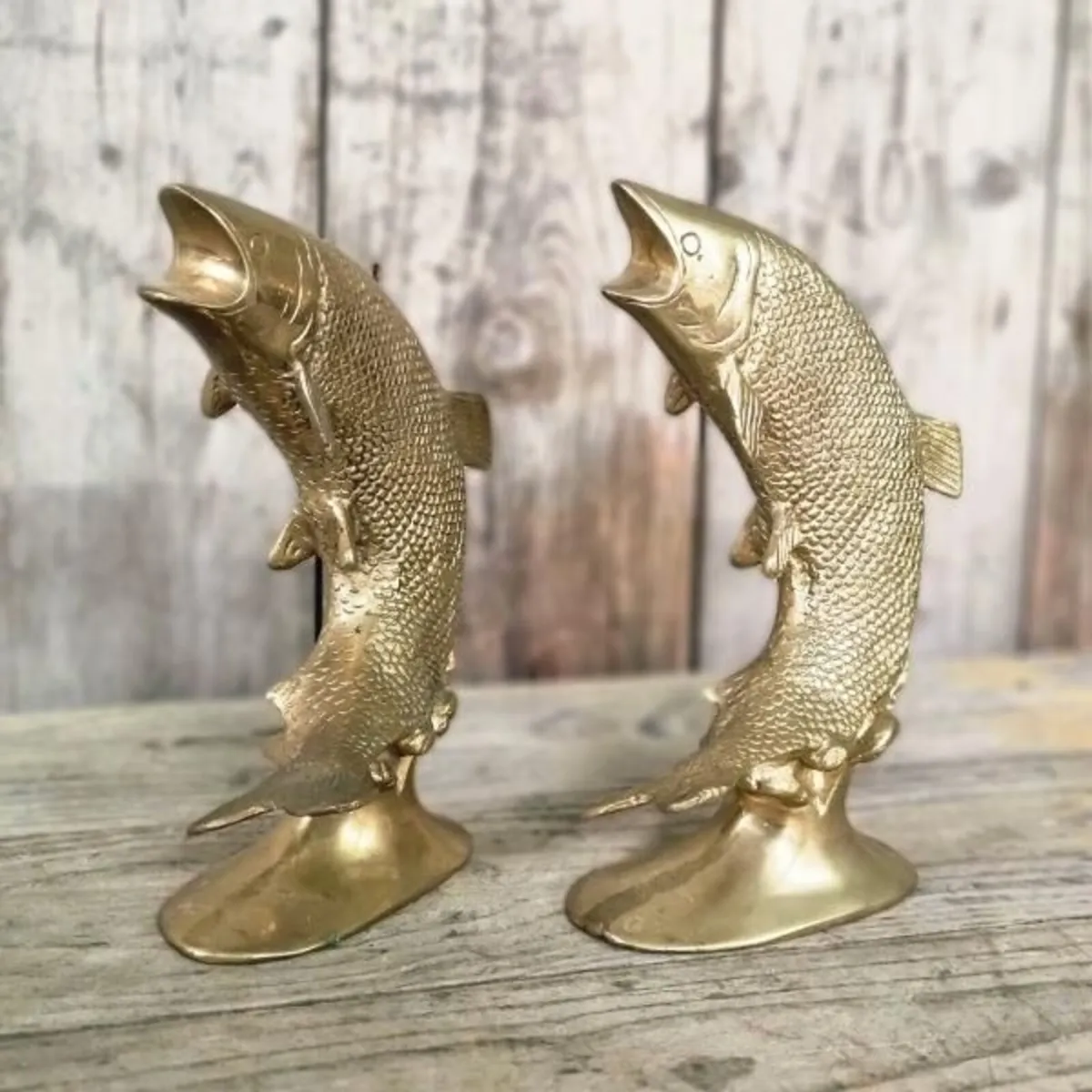 Brass Leaping Fish Pair KAS1364 - Image 1