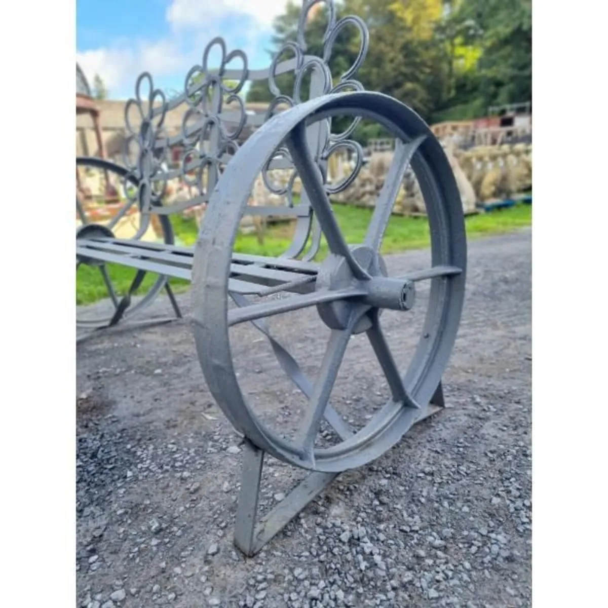 Cart Wheel Bench Grey KAS1361 - Image 2