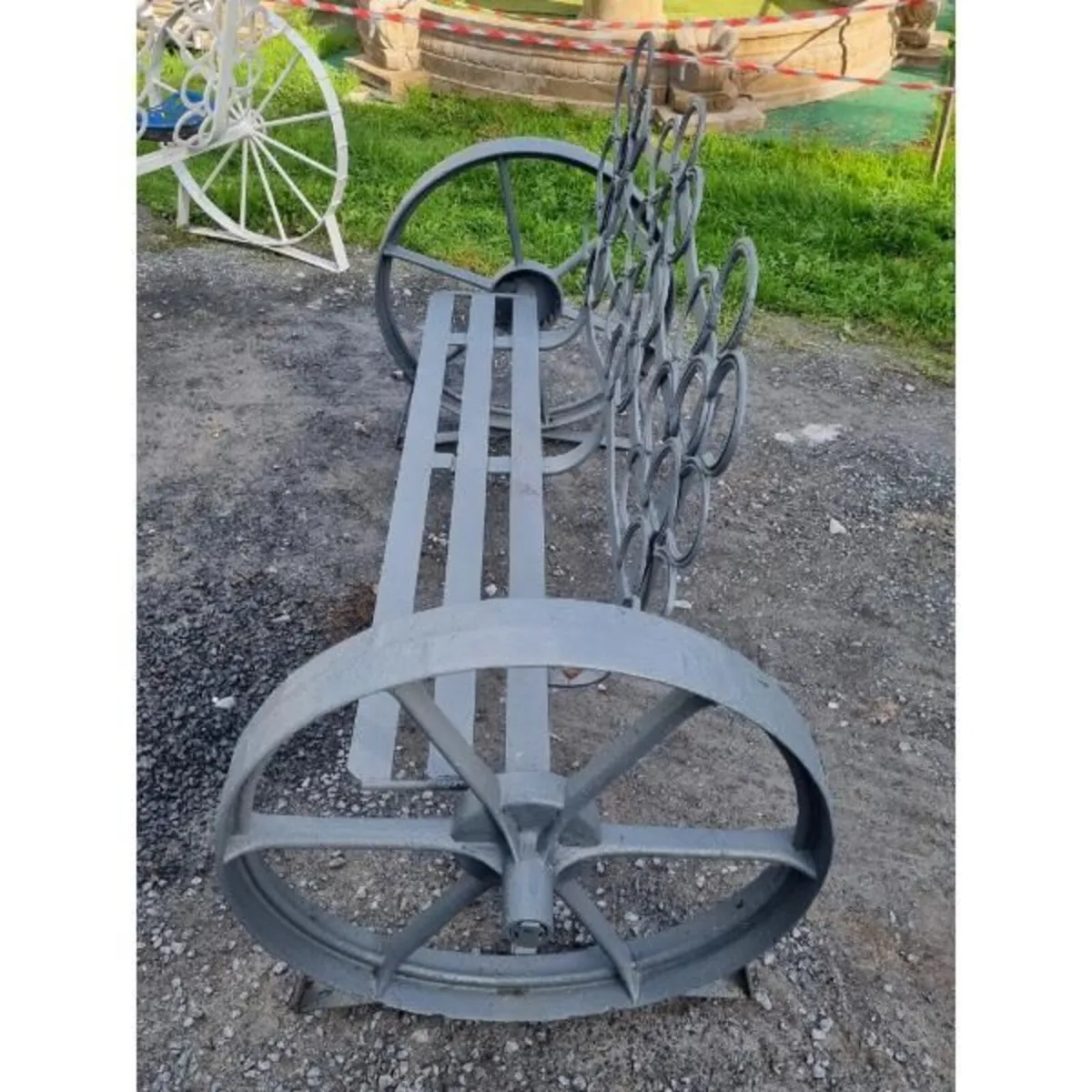 Cart Wheel Bench With Tractor Seats KAS1360 - Image 1