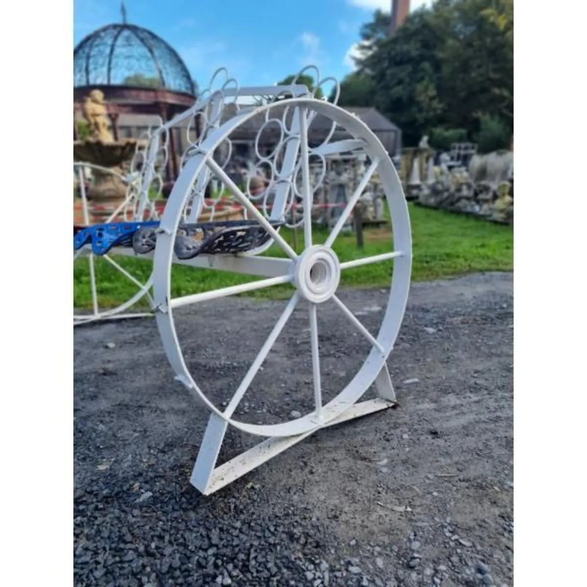 Cart Wheel Bench With tractor Seats KAS1359 - Image 2