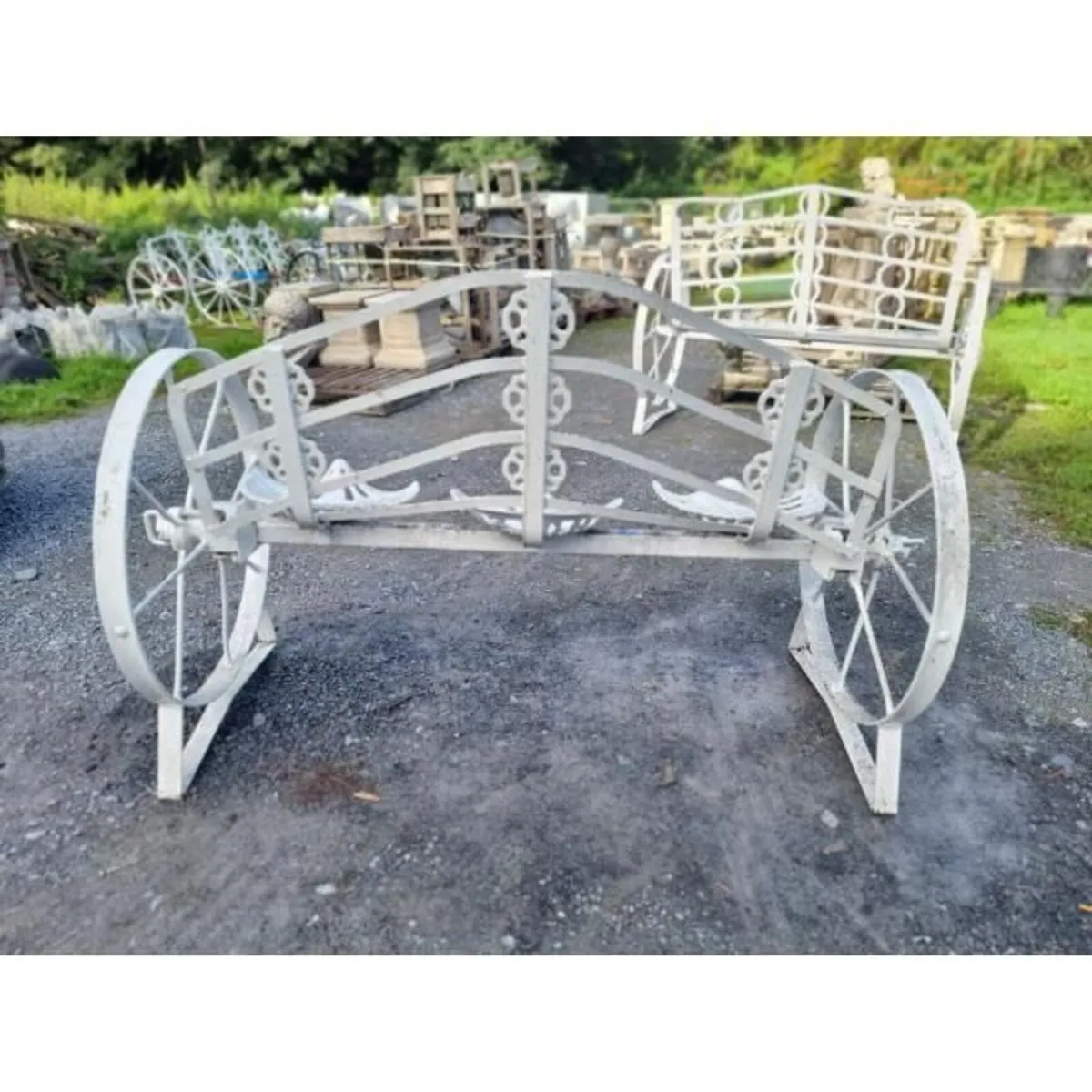 Cart Wheel Bench With tractor seats White KAS1358 - Image 4