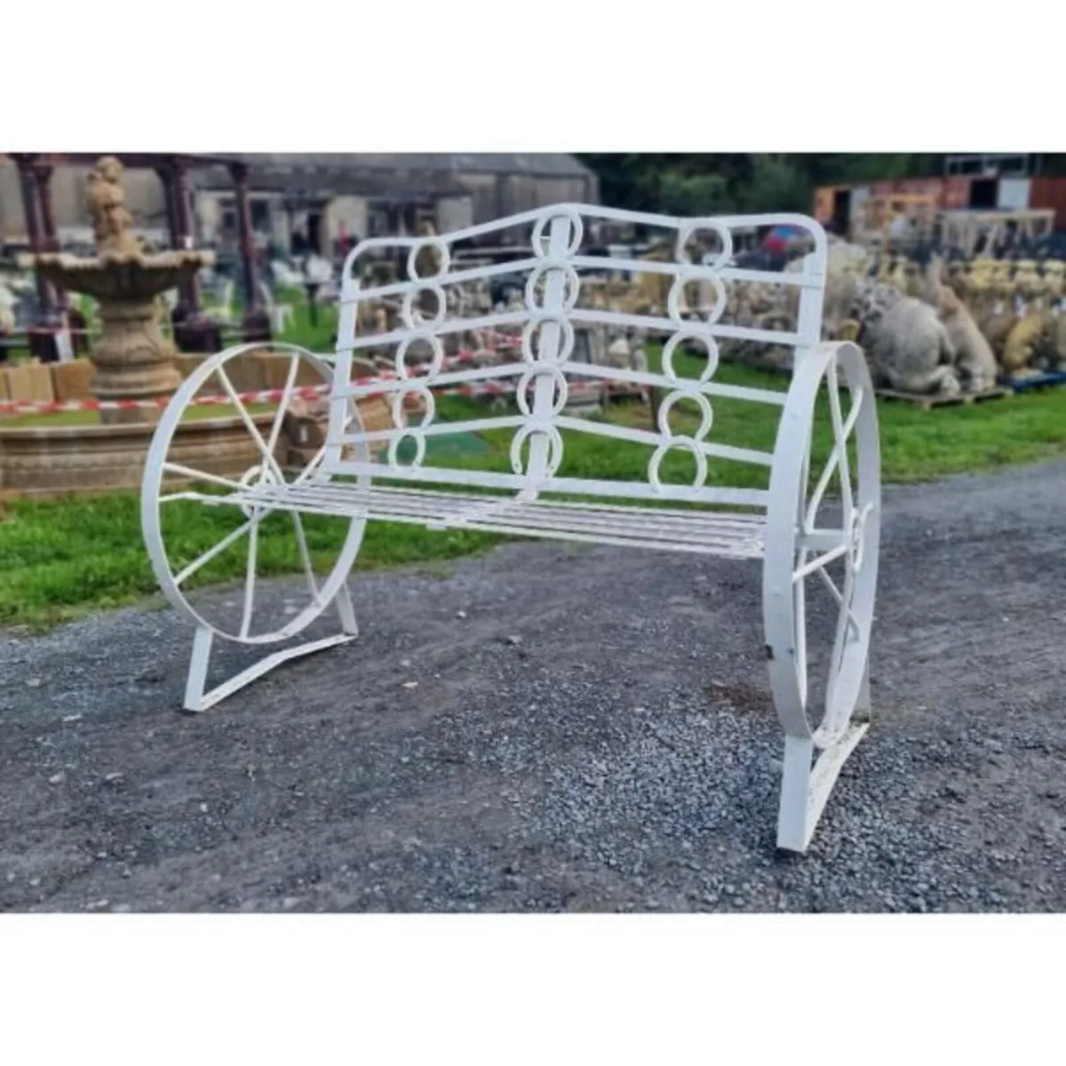 Cart Wheel Bench White KAS1357 - Image 1