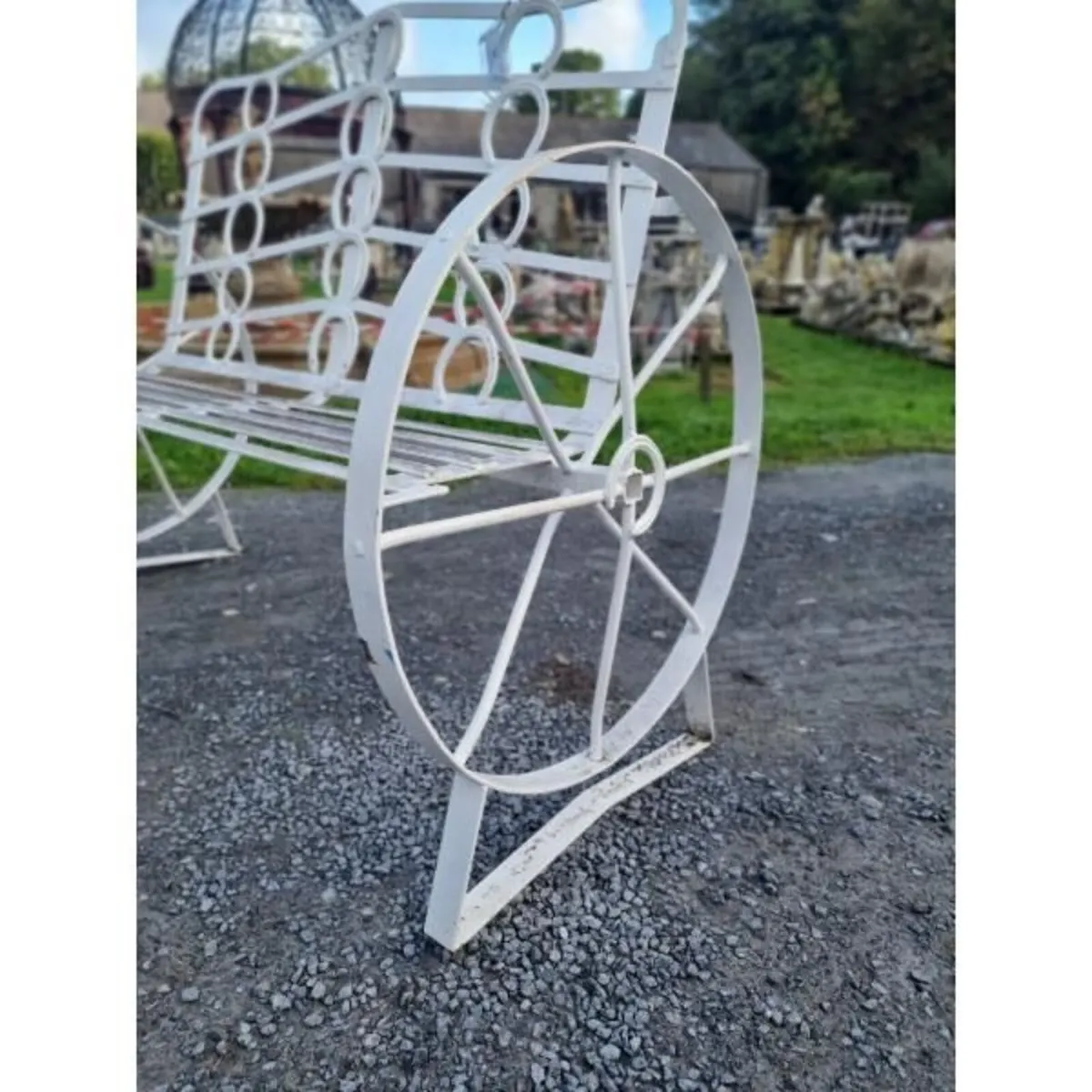 Cart Wheel Bench White KAS1357 - Image 2