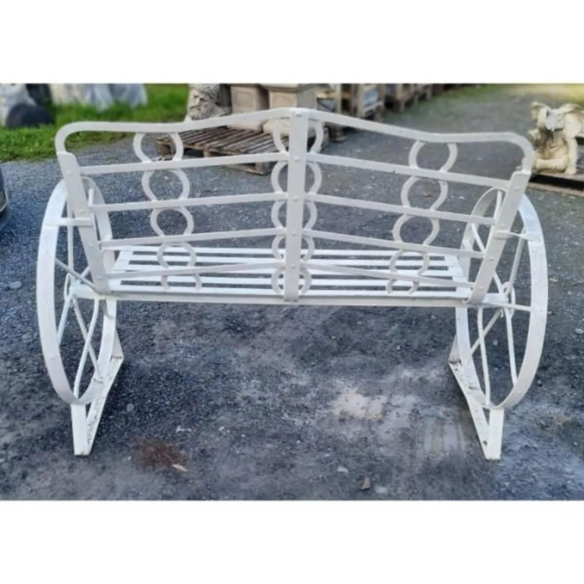 Cart Wheel Bench White KAS1357 - Image 4