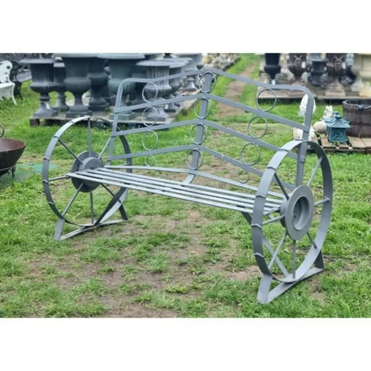 Cart Wheel Bench Grey KAS1356 - Image 1