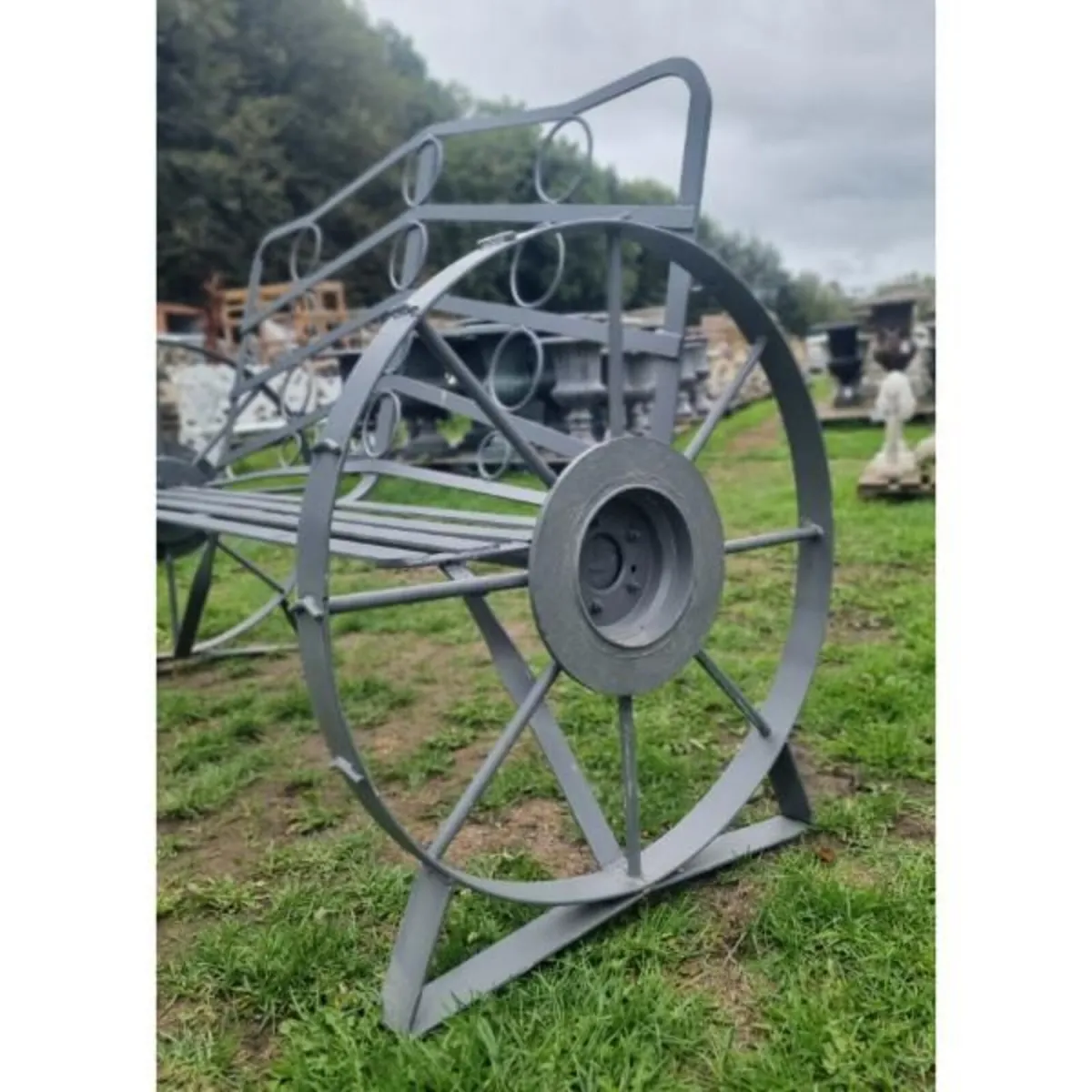 Cart Wheel Bench Grey KAS1356 - Image 2