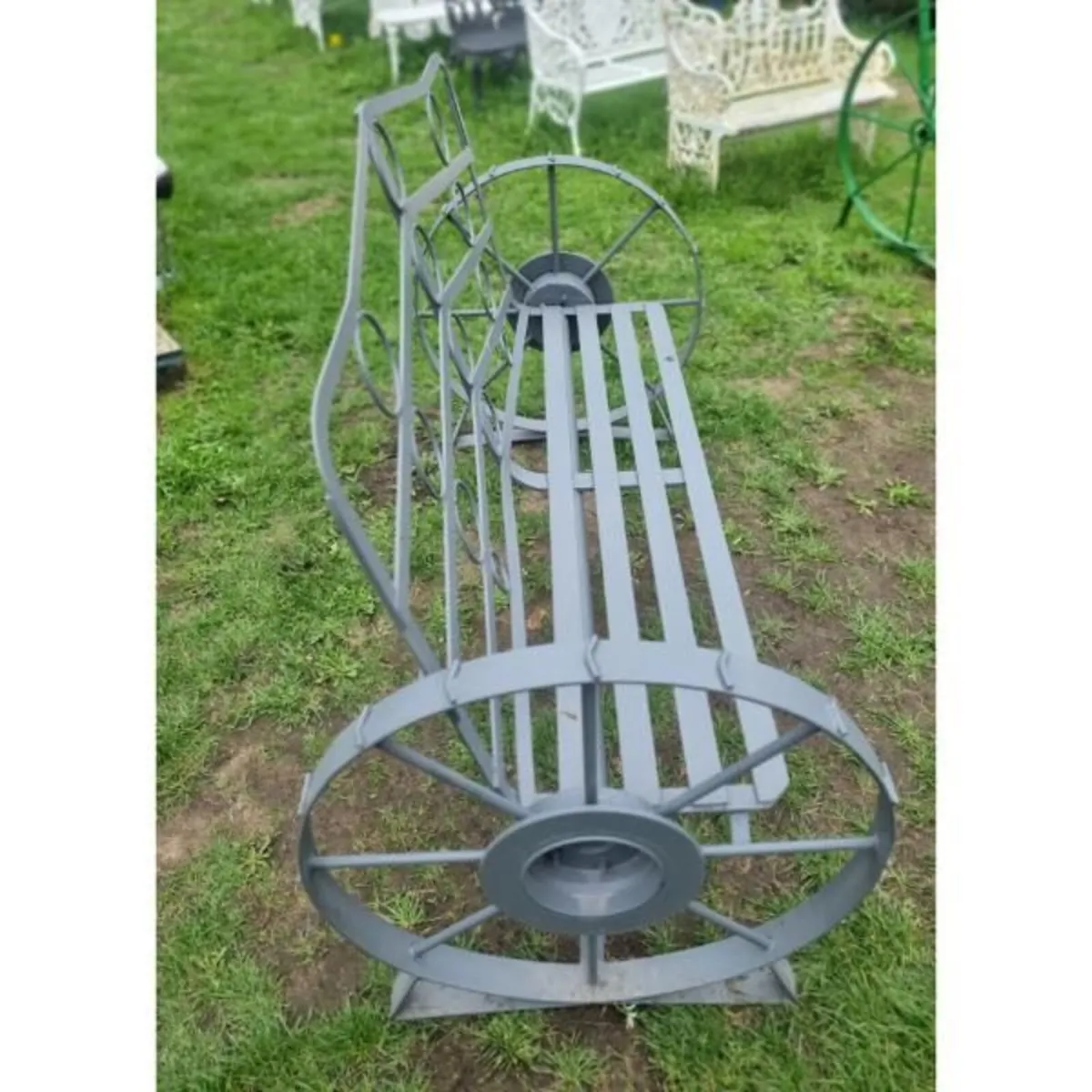 Cart Wheel Bench Grey KAS1356 - Image 3